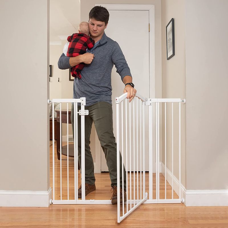 Photo 1 of **USED**
Summer Infant Extra Tall & Wide Safety Baby Gate, Fits Openings 29.5-53" Wide, Metal for Doorways & Stairways, 38" Tall Walk-Through Baby & Pet Gate, White
