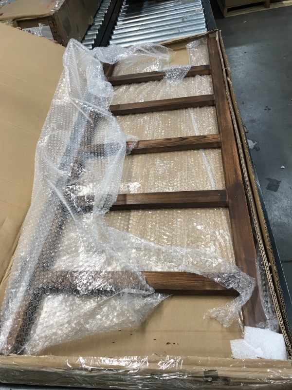 Photo 1 of MyGift 4.5-Foot Brown Wood Decorative Blanket Storage Ladder
