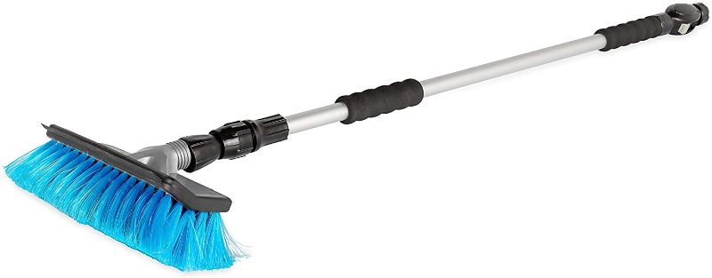 Photo 1 of Camco RV Flow-Through Wash Brush with Adjustable Handle and Integrated Squeegee (43633)