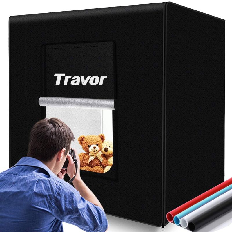 Photo 1 of Travor Portable Photo Studio Light Box 32x32Inch Professional Dimmable Photo Booth Shooting Tent Kit with 126 LED Lights, 4 Backdrops for Jewelry and Large Items Product Photography(13000LM, CRI95+)
