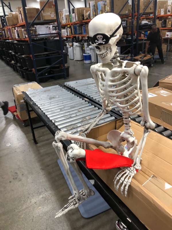 Photo 2 of 5 ft Pose-N-Stay Life Size Skeleton Full Body Realistic Human Bones with Posable Joints for Halloween Pose Skeleton Prop Decoration
