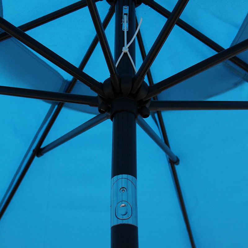 Photo 1 of  9' Blue Patio Umbrella Outdoor Market Table Umbrella with Push Button Tilt,6 Sturdy Ribs