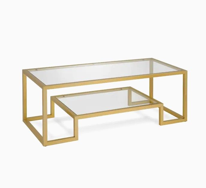 Photo 1 of **incomplete** Hailey Home Athena Gold Glass Coffee Table

