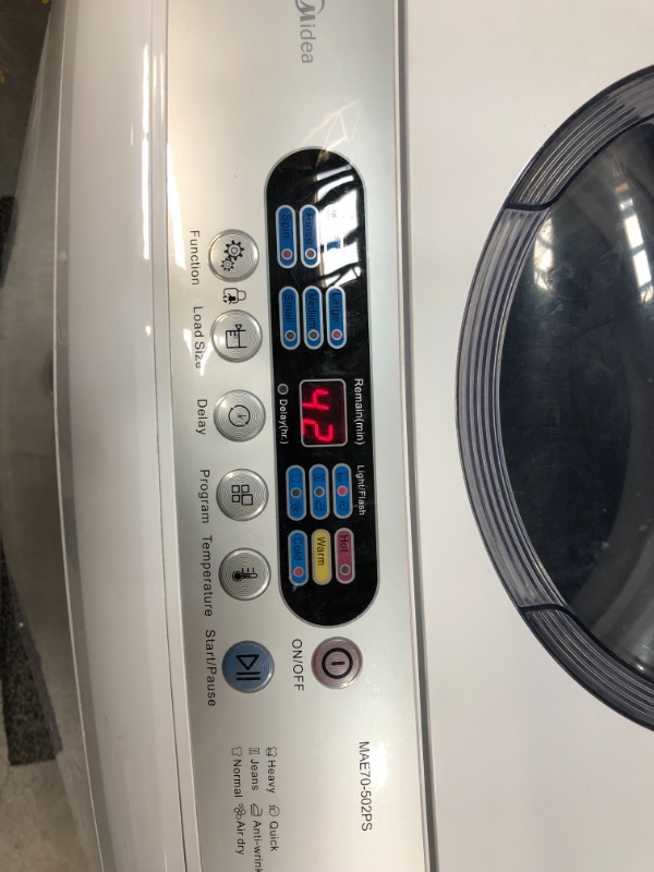 Photo 1 of midea MAE70-502PS 2.07 cu. ft. Top Loading Portable Washing Machine, White

//TESTED, POWERS ON// THE START/PAUSE BUTTON DOES NOT WORK
