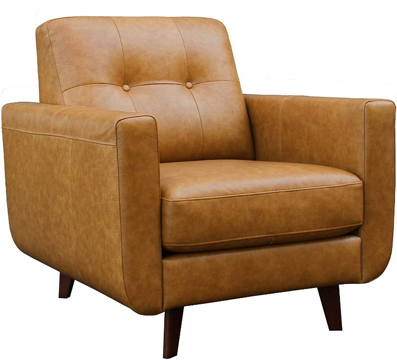 Photo 1 of *Perfect condition*
Rivet Sloane Mid-Century Modern Leather Living Room Armchair, 32.7"W, Caramel
