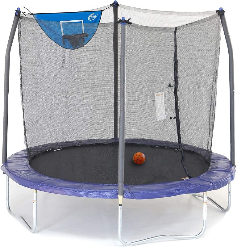 Photo 1 of *Stock photo is for reference*
Skywalker Trampolines 8-Foot Jump N’ Dunk Trampoline with Enclosure Net– Basketball Trampoline - Orange 
