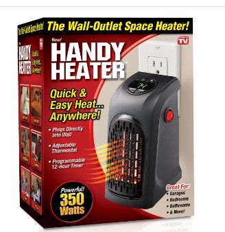 Photo 1 of 350-Watt Wall Outlet Handy Heater, Black
