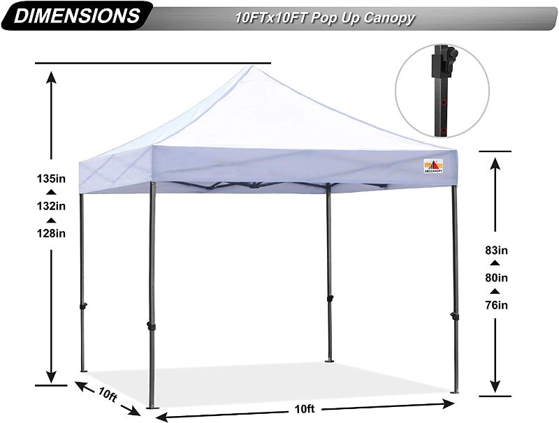 Photo 1 of 
ABCCANOPY Patio Pop Up Canopy Tent 10x10 Commercial-Series (White)