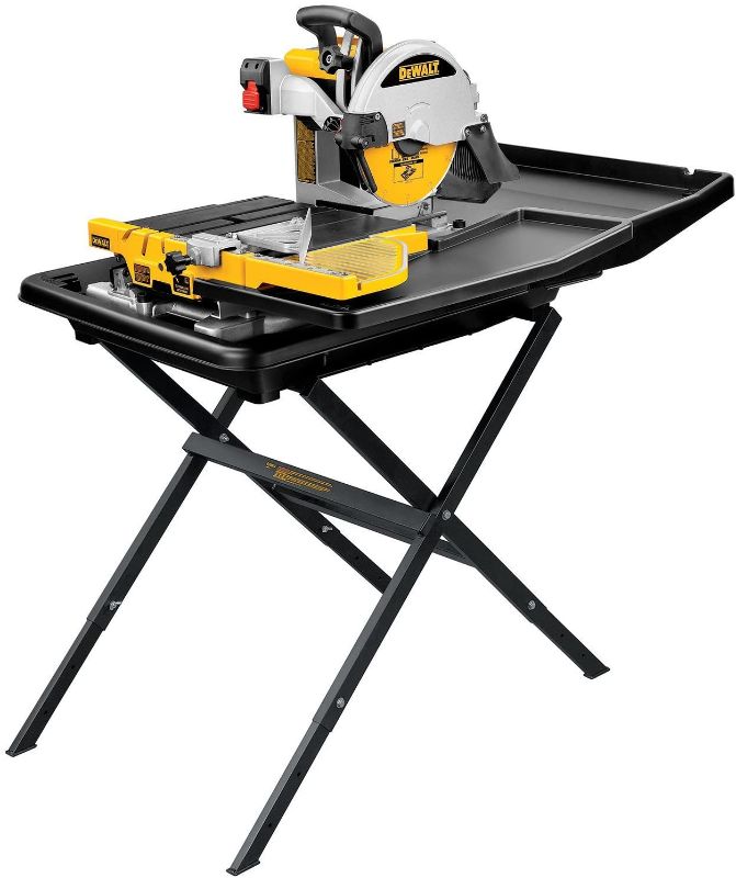 Photo 1 of UPC 028877518503 is associated with DEWALT D24000S Heavy-Duty 10-inch Wet Tile Saw with Stand

