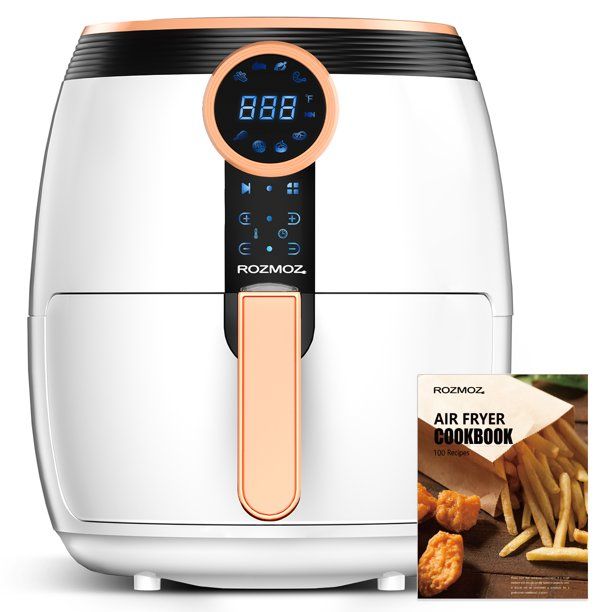 Photo 1 of Rozmoz Air Fryer, 5 Quart Airfryer Oven, 8-in-1 Electric Hot Air Fryers Oven Oilless Cooker with Digital LCD Screen, Rapid Frying, Nonstick Basket, UL Certified, 1400W, 100 Recipes (White)
