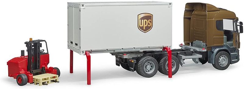 Photo 1 of Bruder 03581 Scania R-Series Ups Logistics Truck with Forklift Vehicles - Toys
