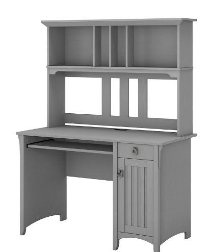 Photo 1 of NOT COMPLETE Bush Furniture Salinas Computer Desk with Hutch in Cape Cod Gray
