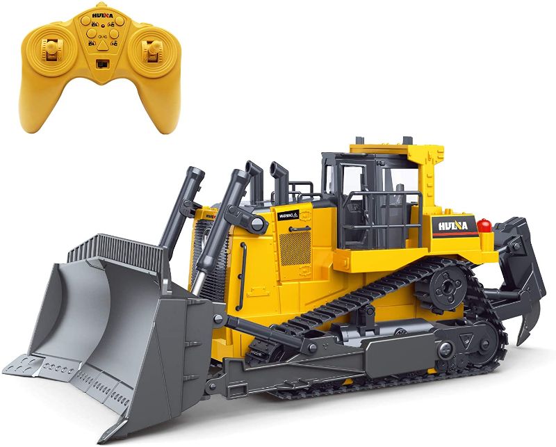 Photo 1 of Fisca Remote Control Bulldozer RC 1/16 Full Functional Construction Vehicle, 2POINT4Ghz 9 Channel Dozer Front Loader Toy with Light and Sound for Kids Age 6, 7, 8, 9, 10 and Up Years Old
