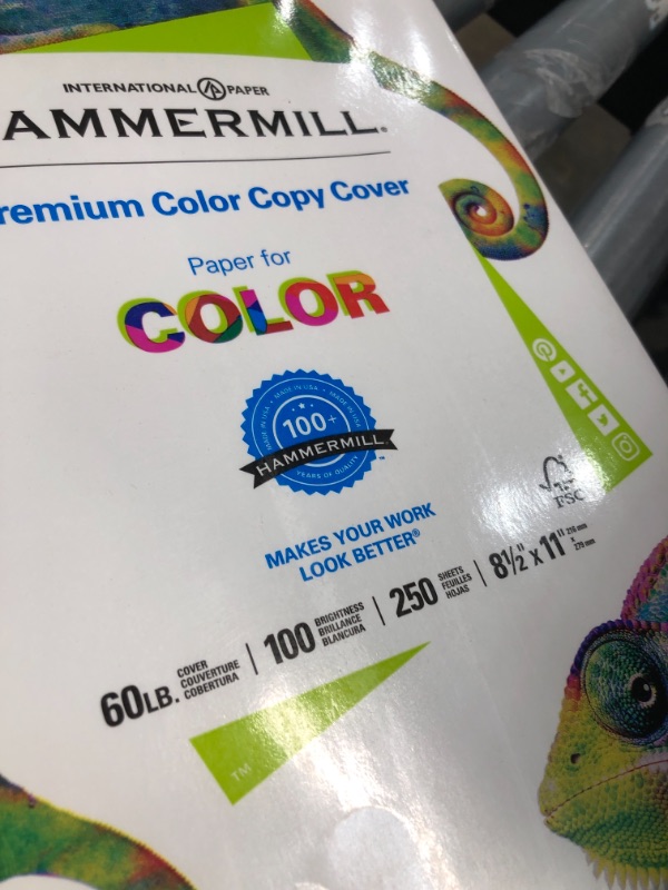 Photo 2 of Hammermill Cardstock, Premium Color Copy, 60 lb, 8 x 11 - 8 Pack (250 Sheets) - 100 Bright, Made in the USA Card Stock, 122549R , White
