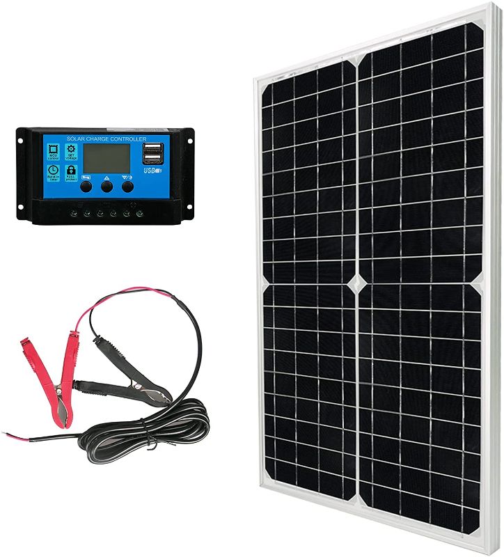 Photo 1 of 30W 12V Solar Panel Battery Charger Kit 30 Watt 12 Volt Monocrystalline PV Module for Car RV