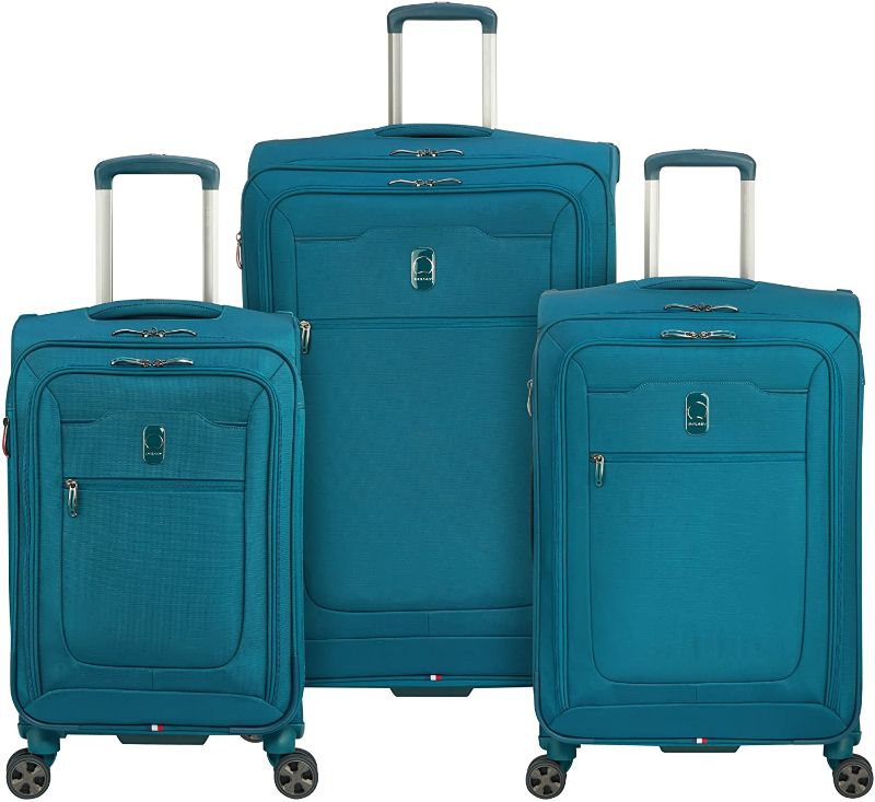 Photo 1 of DELSEY Paris Hyperglide Softside Expandable Luggage with Spinner Wheels, Teal Blue, 3-Piece Set (21/25/29),40229198732
