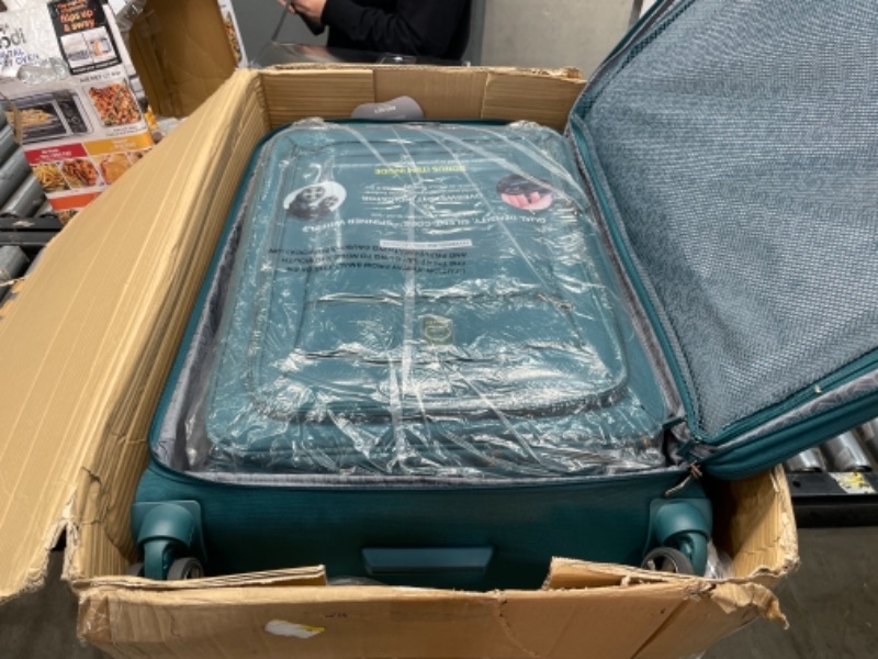 Photo 3 of DELSEY Paris Hyperglide Softside Expandable Luggage with Spinner Wheels, Teal Blue, 3-Piece Set (21/25/29),40229198732
