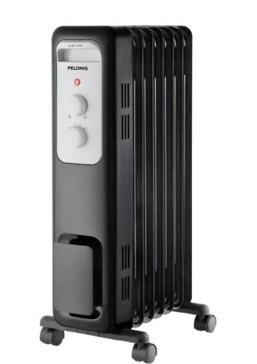 Photo 1 of 1,500-Watt Oil-Filled Radiant Electric Space Heater with Thermostat Product Depth (in.)
13.98 in
Product Height (in.)
25.20 in
Product Width (in.)
11.02 in
