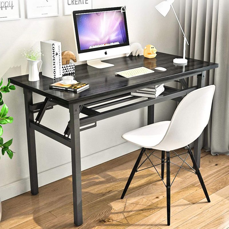 Photo 1 of Folding Table Small Computer Desk YJHome 31.5" X 15.75" X 29" Student Study Writing Desk Latop Foldable Desk Black Portable No Assembly Required Adjustable Legs for Small Spaces Home Office School
