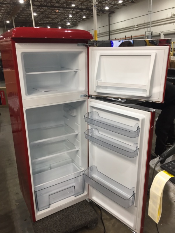 Photo 3 of 7.6 cu.ft. Retro Mini Refrigerator with Dual Door and True Freezer in Red
