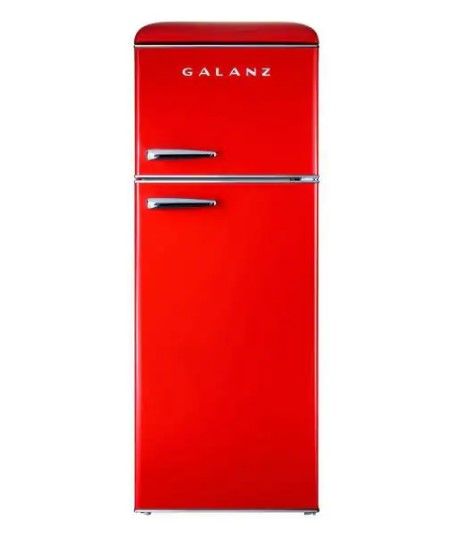 Photo 1 of 7.6 cu.ft. Retro Mini Refrigerator with Dual Door and True Freezer in Red
