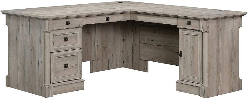 Photo 1 of Sauder Palladia L-Shaped Desk, L: 68.74" x W: 65.12" x H: 29.61", Split Oak Finish
(Incomplete - Box 1 of 2 Only)