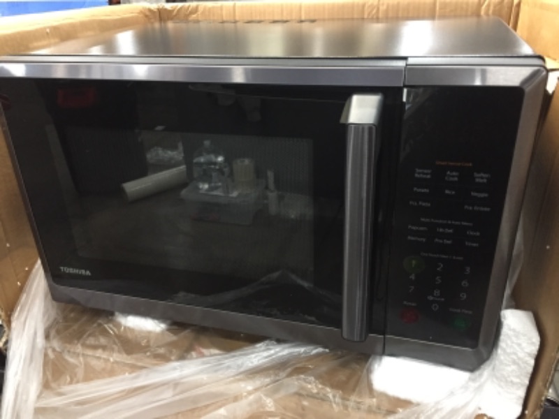 Photo 2 of Toshiba ML2-EM12EA(BS) Microwave Oven with Smart Sensor, Position-Memory Turntable, Eco Mode, and Sound On/Off function, 1. 2Cu.ft/1100W, Black Stainless Steel, 1.2 Cu Ft
