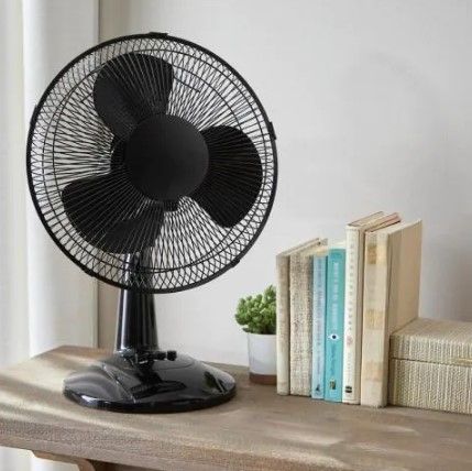 Photo 1 of 12 in. Black Portable Personal Table Fan
