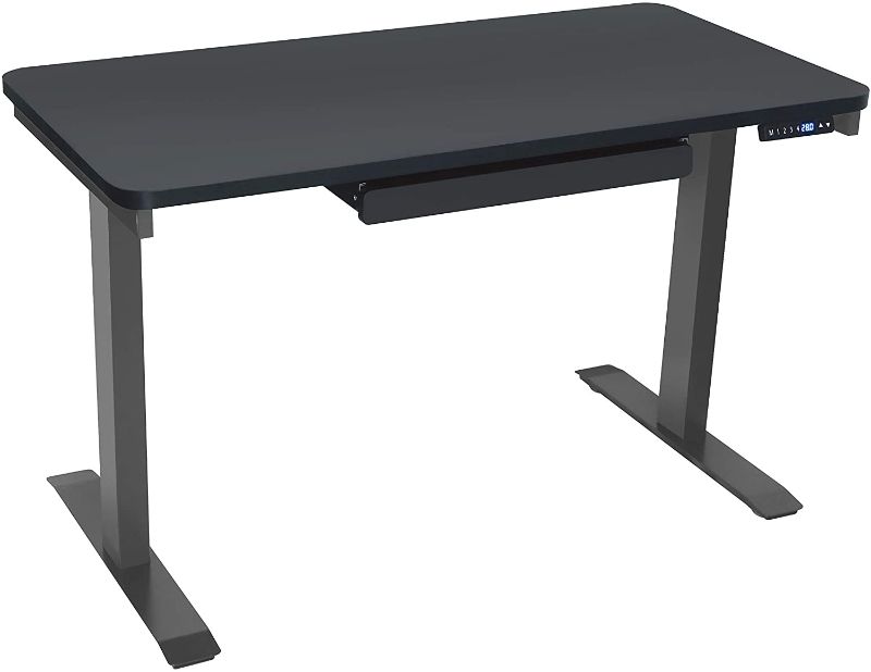 Photo 1 of Motionwise Electric Standing Desk, 24”x48 Home Office Series, 28"-48" with Quickly Program up to 4 pre-Set Height adjustments and USB Charge Port, Black Top with light Grey frame
