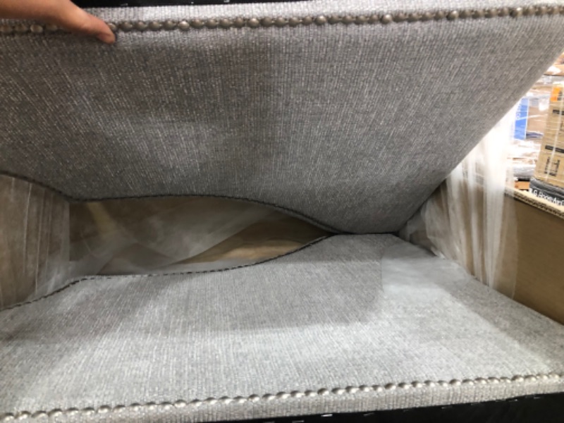 Photo 4 of ***ONLY BOX 1 OF 2***Baxton Studio CFCL3-Grey/Wenge-KD Chaise Leonie Modern And Contemporary Grey Fabric Upholstered Wenge Brown Finished Chaise Lounge
