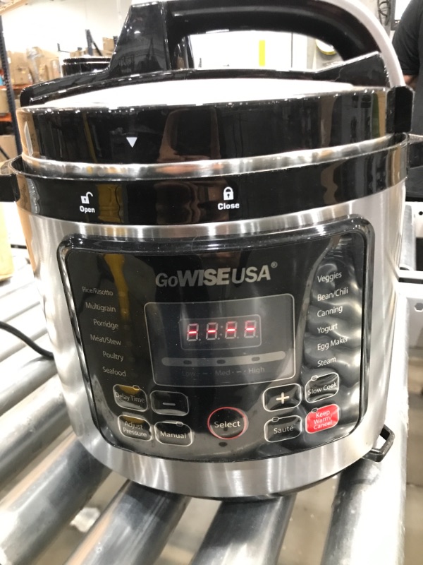 Photo 2 of GoWISE USA GW22711 6-Quart 12-in-1 Multi-Use Programmable Pressure Cooker, Slow Cook, Rice, Steamer, Saute, Yogurt Maker, and Warmer, Stainless Steel, 6-Qt