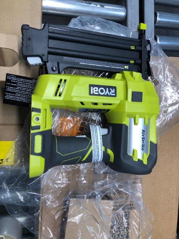 Photo 2 of RYOBI ONE+ 18V Cordless AirStrike 18-Gauge Brad Nailer with Sample Nails, (1) 4.0 Ah Battery and Charger