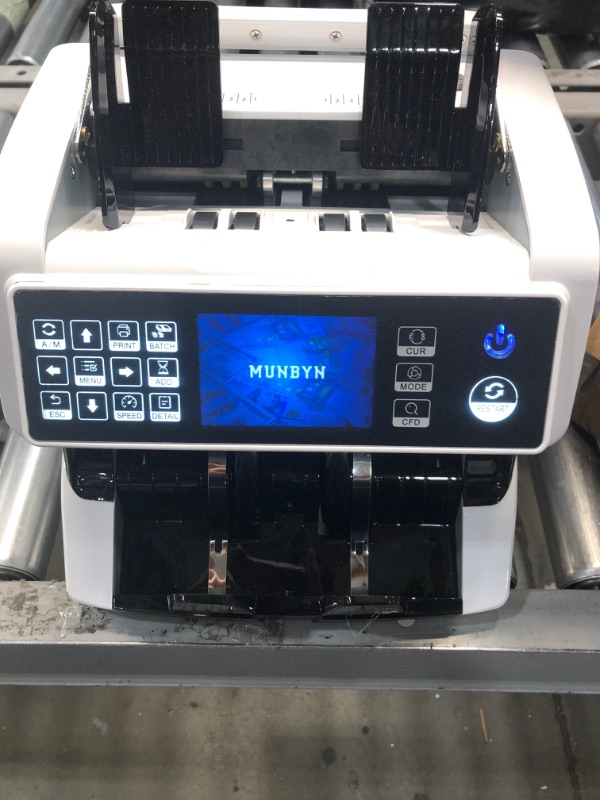 Photo 5 of MUNBYN Bank Grade Money Counter Machine Mixed Denomination, Value Counting, Serial Number, Multi Currency, 2CIS/UV/IR/MG/MT Counterfeit Detection, Printer Enabled Bill Valu

GETS JAMMED 