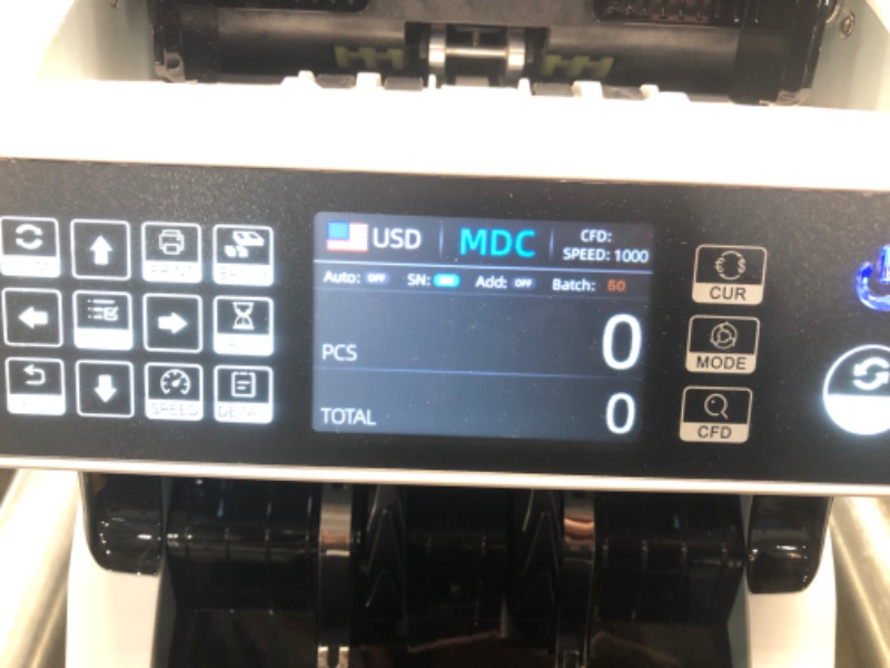 Photo 2 of MUNBYN Bank Grade Money Counter Machine Mixed Denomination, Value Counting, Serial Number, Multi Currency, 2CIS/UV/IR/MG/MT Counterfeit Detection, Printer Enabled Bill Valu

GETS JAMMED 