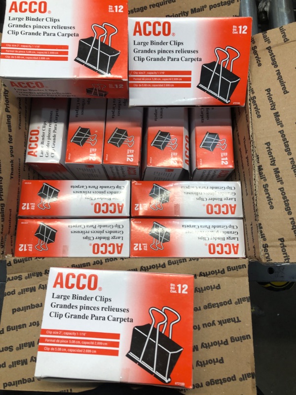 Photo 2 of ACCO Binder Clips, Large, 12 Clips/Box, 12 Pack, 144 Clips Total