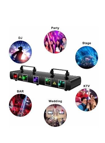 Photo 1 of Laser Lights, 5 Beam DJ Party Lights RGBYC LED Music Light by DMX Control for Disco Dancing Birthday Bar Stage Lighting