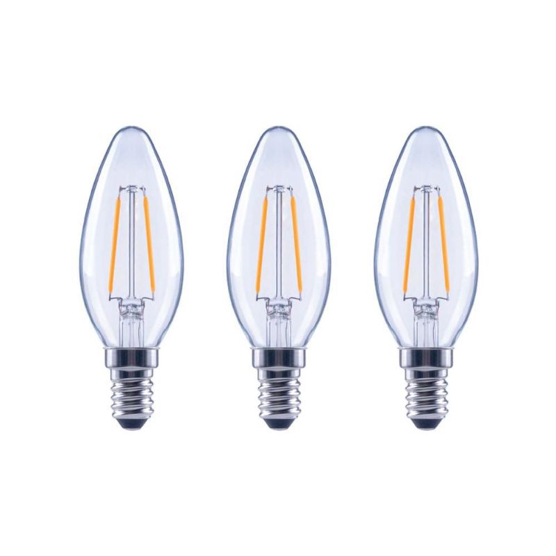 Photo 1 of EcoSmart 25-Watt Equivalent B11 Candle Dimmable ENERGY STAR Clear Glass Filament Vintage LED Light Bulb Soft White (3-Pack) of 2
