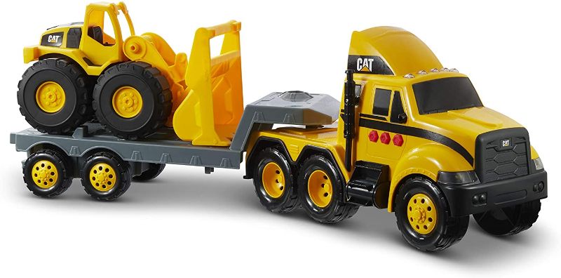 Photo 1 of Cat Construction Heavy Mover Caterpillar Toy Semi Truck and Trailer with Lights & Sounds, Yellow
