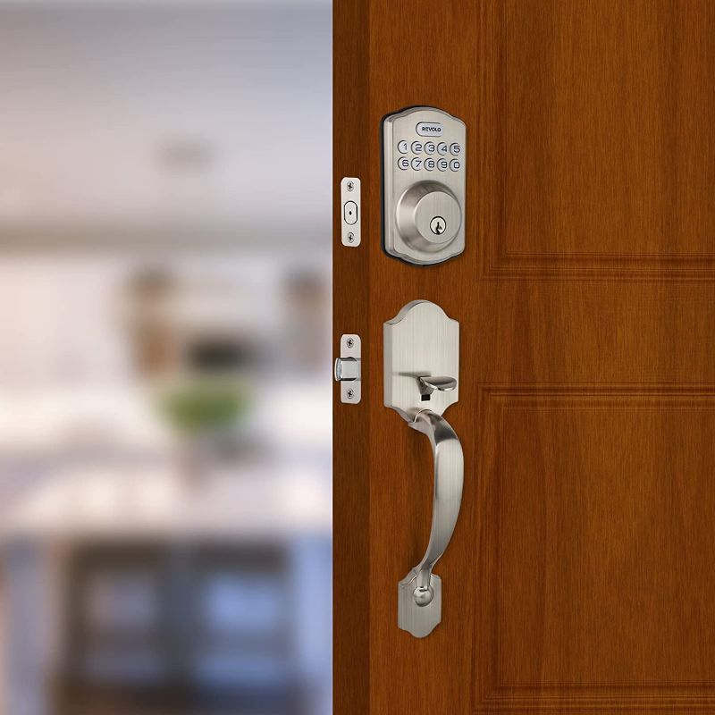 Photo 1 of 
REVOLO Electronic Keypad Deadbolt, Keyless Entry Door Lock,Keyed Entry,Auto Lock, Door Lock with Handle, Front Door Handle Sets, Anti-Peeking Password
Color:Satin Nickel
