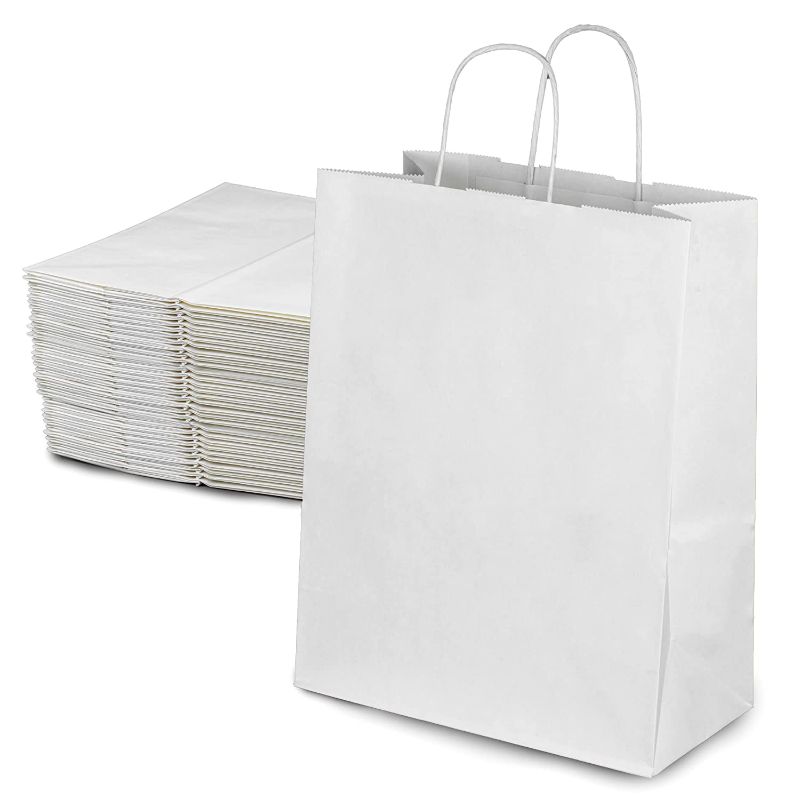 Photo 1 of 
[50 Pack] Heavy Duty White Paper Bags with Handles 13 x 10 x 5" 12 LB Twisted Rope Retail Shopping Gift Durable Barrel Sack
Item Package Quantity:50
Size:13 x 10 x 5"