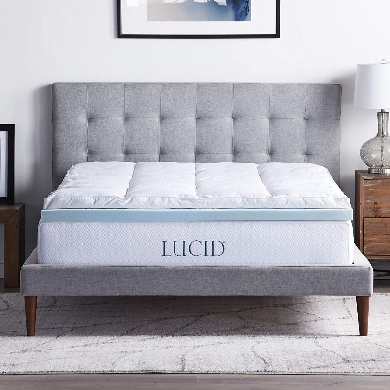 Photo 1 of LUCID 4 Inch Down Alternative and Gel Memory Foam Mattress Topper - Three Toppers In One - Queen