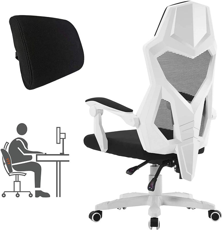 Photo 1 of HOMEFUN Ergonomic Office Chair, High Back Executive Desk Chair Adjustable Comfortable Task Chair with Armrests with Lumbar Support White
