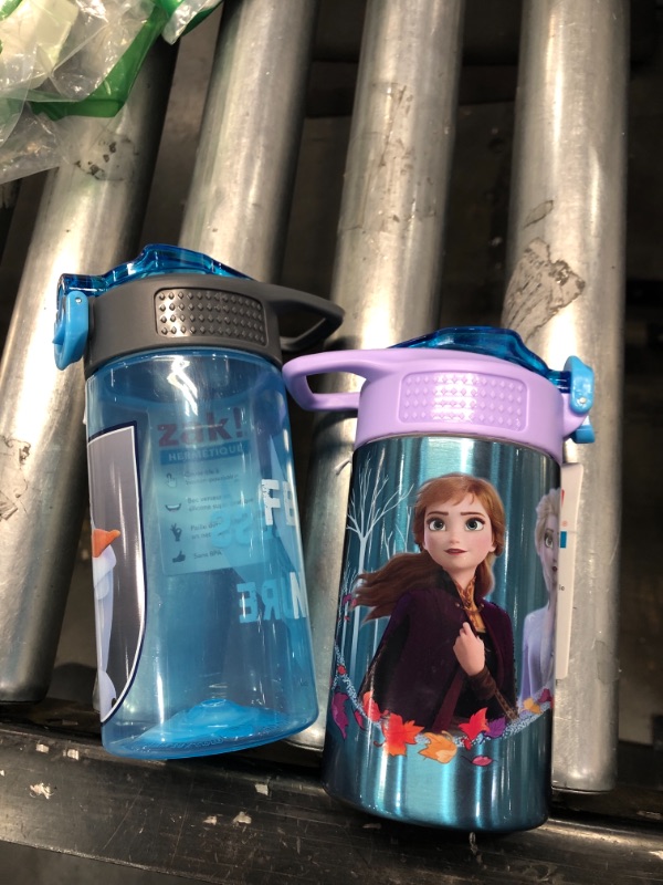 Photo 3 of  Designs Frozen II 15.5oz Stainless Steel Kids Water Bottle with Flip-up Straw Spout 2 PACK 