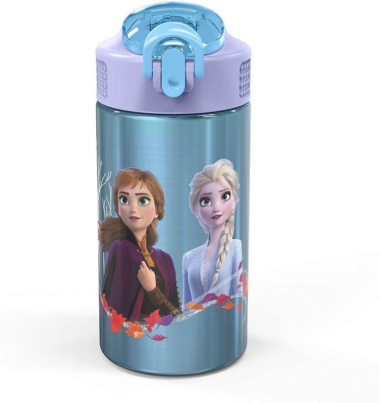 Photo 1 of  Designs Frozen II 15.5oz Stainless Steel Kids Water Bottle with Flip-up Straw Spout 2 PACK 