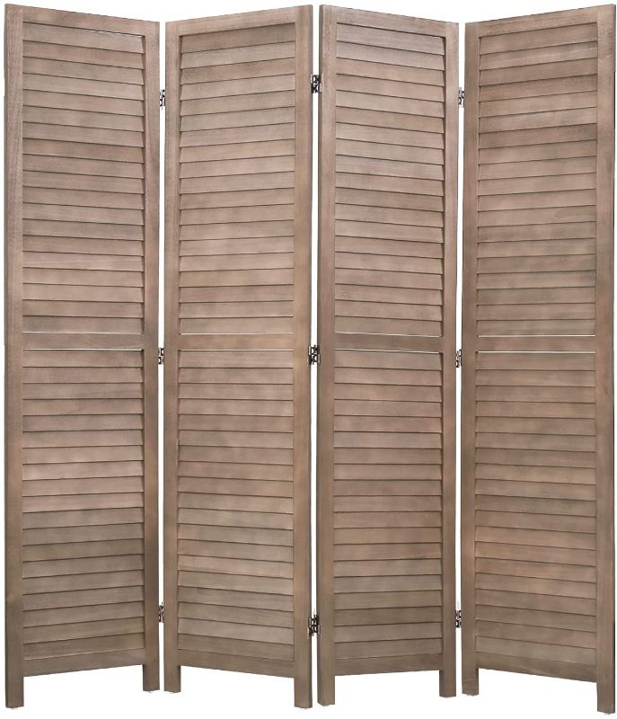 Photo 1 of 4 Panel Wood Room Divider 64in Ft Tall Privacy Wall Divider  Each Panel Folding Wood Screen for Home Office Bedroom Restaurant