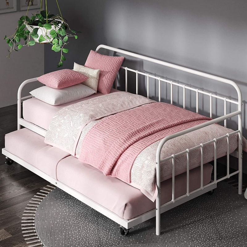 Photo 1 of Zinus Florence Twin Daybed and Trundle Frame Set / Premium Steel Slat Support / Daybed and Roll Out Trundle Accommodate / Twin Size Mattresses Sold Separately
