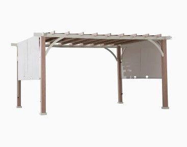 Photo 1 of  12-ft W x 14-ft L x 7-ft 3-in Light Gray Metal Freestanding Pergola with Canopy
