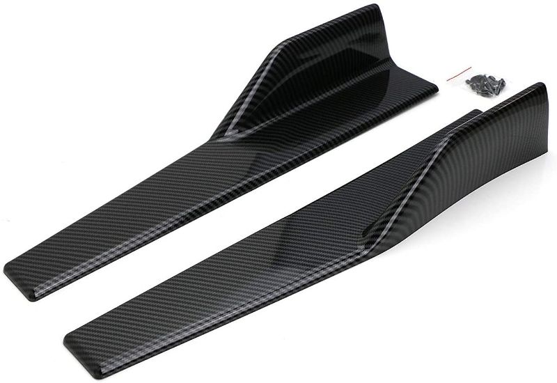 Photo 1 of  Left/Right Black Carbon Fiber PP Universal Rear Side Skirt Winglets Diffusers Compatible With Car Truck SUV