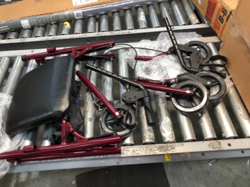 Photo 7 of Medline Steel Rollator Walker Burgundy 350 lbs Capacity