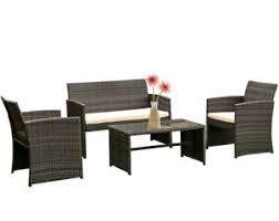 Photo 1 of 4 Piece Rattan Chair Wicker Sectional Sofa Outdoor Coffee Table
